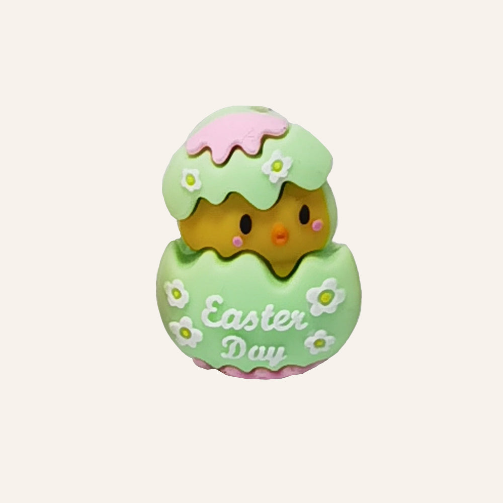 Wholesale 10pcs Creative Round Cartoon Flat Three-dimensional Rubber Beads